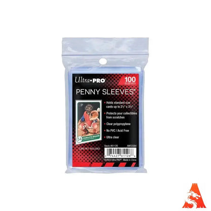 A pack of 100 ultra pro clear premium polypropylene card sleeves for premium card storage of standard trading cards
