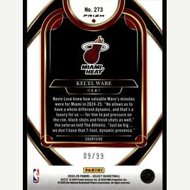 2024-25 Panini Select Blue Disco Kel'el Ware 09/99 Miami Heat #273