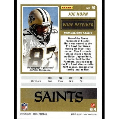 2025 Panini Score Auto Red Zone Joe Horn 2/20 New Orleans Saints #18