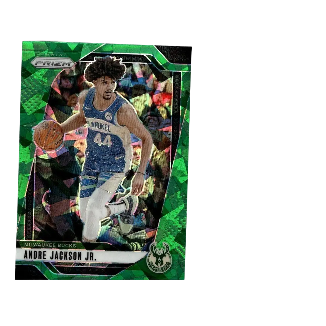 Green prizm basketball trading card of Andre Jackson Jr from 2024-25 Panini Prizm #52 Prizms green ice series