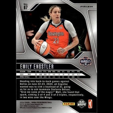 Orange and black washington mystics jersey with number 21, worn by emily engstler.