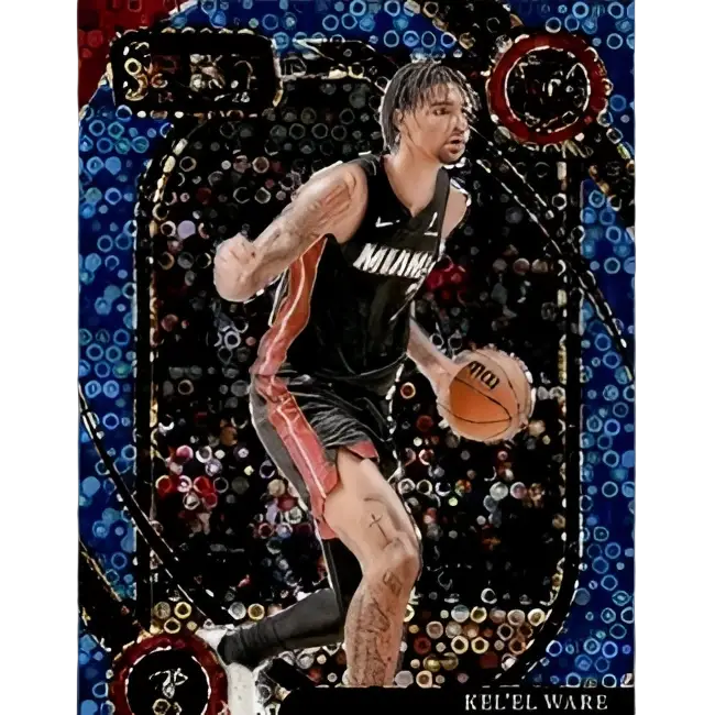 Shimmering mosaic panini select blue disco trading card of kel’el ware in miami heat jersey numbered 09/99