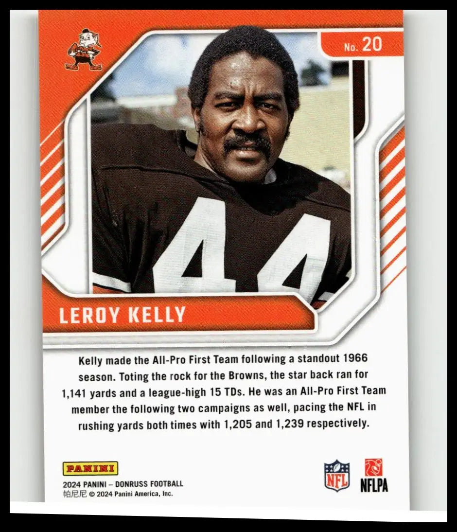 2024 panini donruss football trading card featuring leroy kelly in cleveland browns jersey from kelly legend series