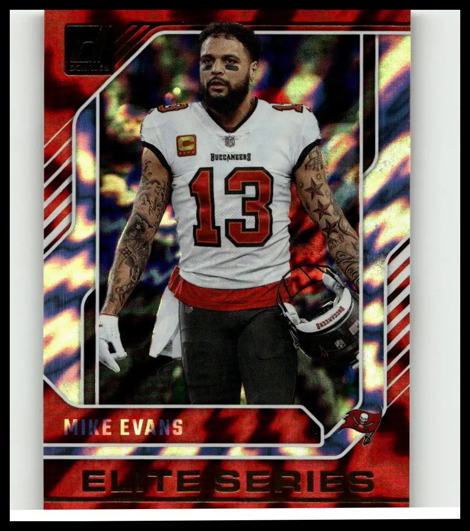 White and red tampa bay buccaneers mike evans elite football jersey number 13 with black lettering and gold captain patch