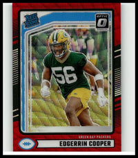 Green and yellow 2024 donruss #325 edgerrin cooper optic rated rookies preview red wave football card