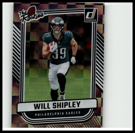 Philadelphia eagles rookie football card 2024 donruss featuring will shipley in green white uniform number 39 toys and games