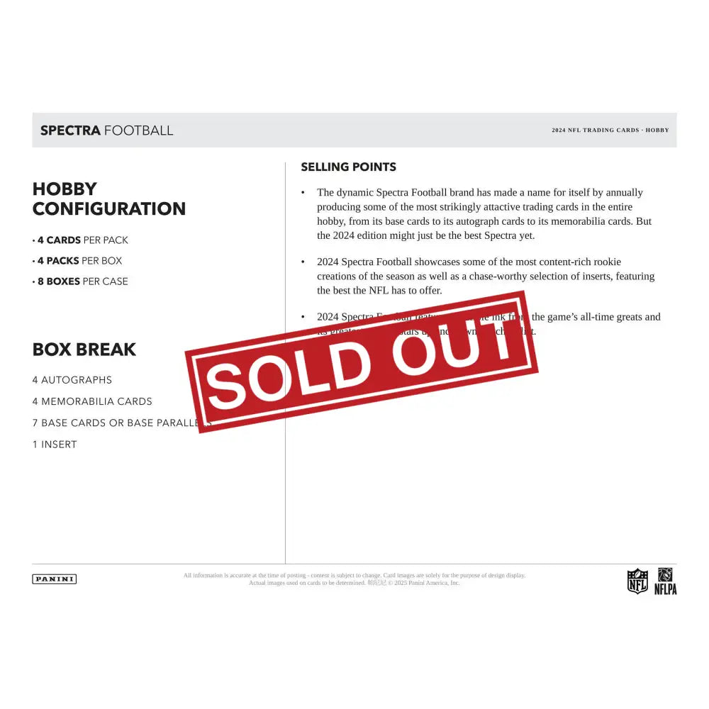 Spectra Football trading card information.