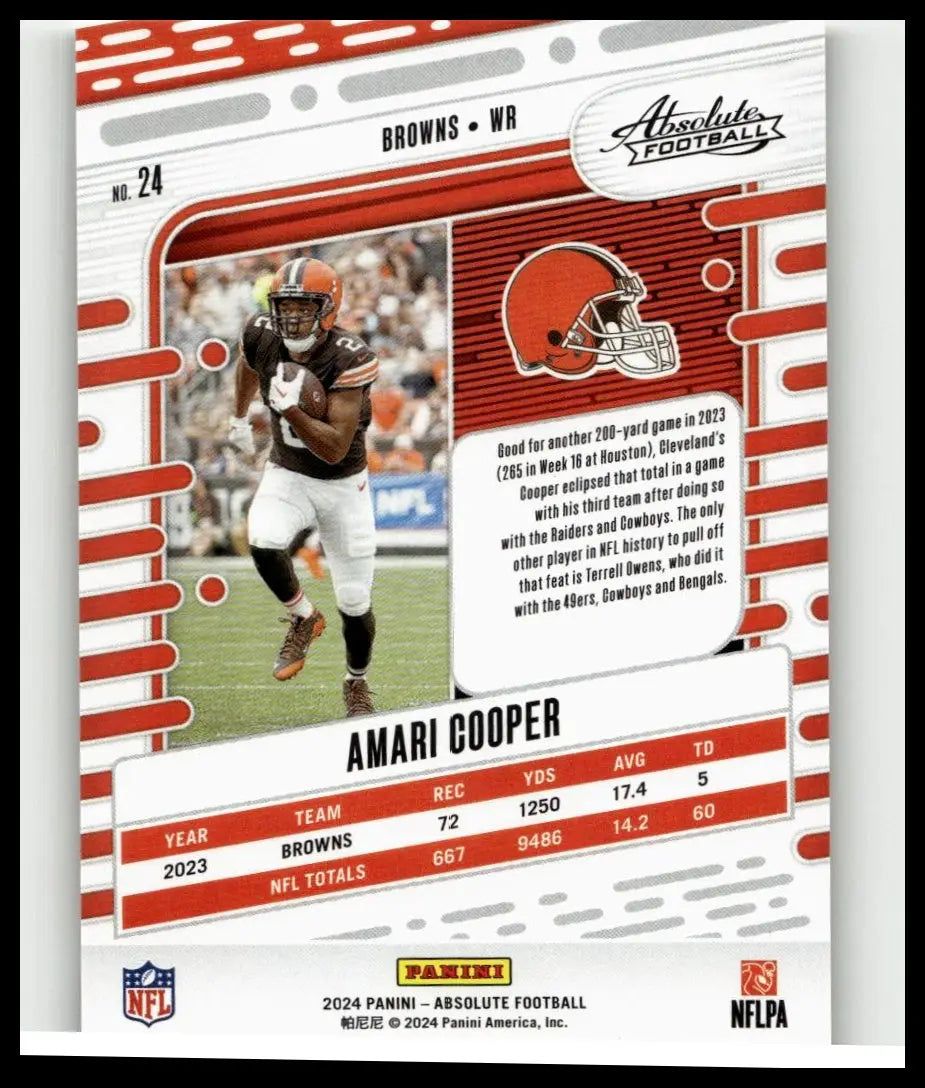 2024 panini absolute amari cooper gold stars football card featuring cooper in cleveland browns black and orange uniform