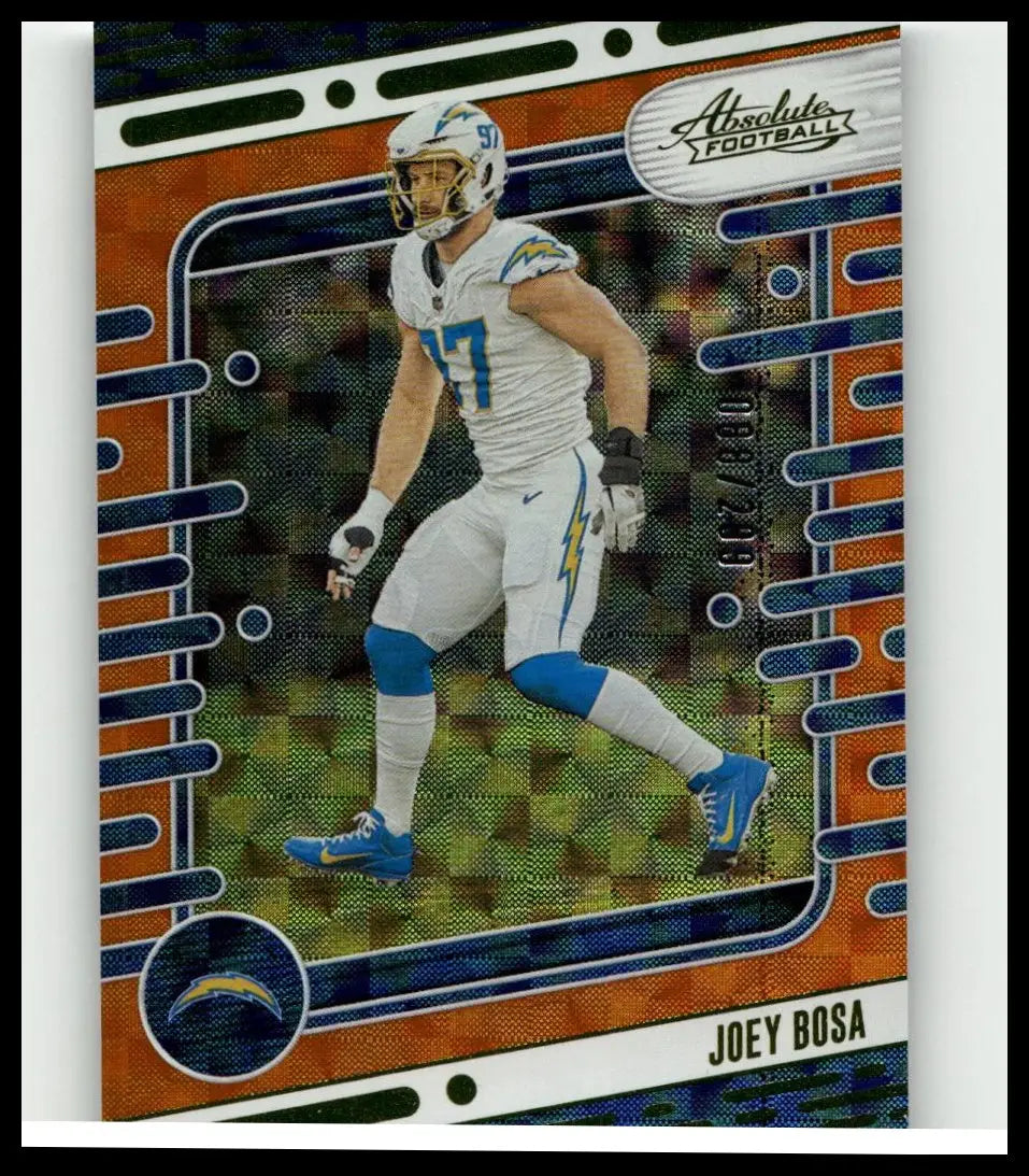 2024 panini absolute football trading card featuring joey bosa orange mosaic in chargers white and blue uniform