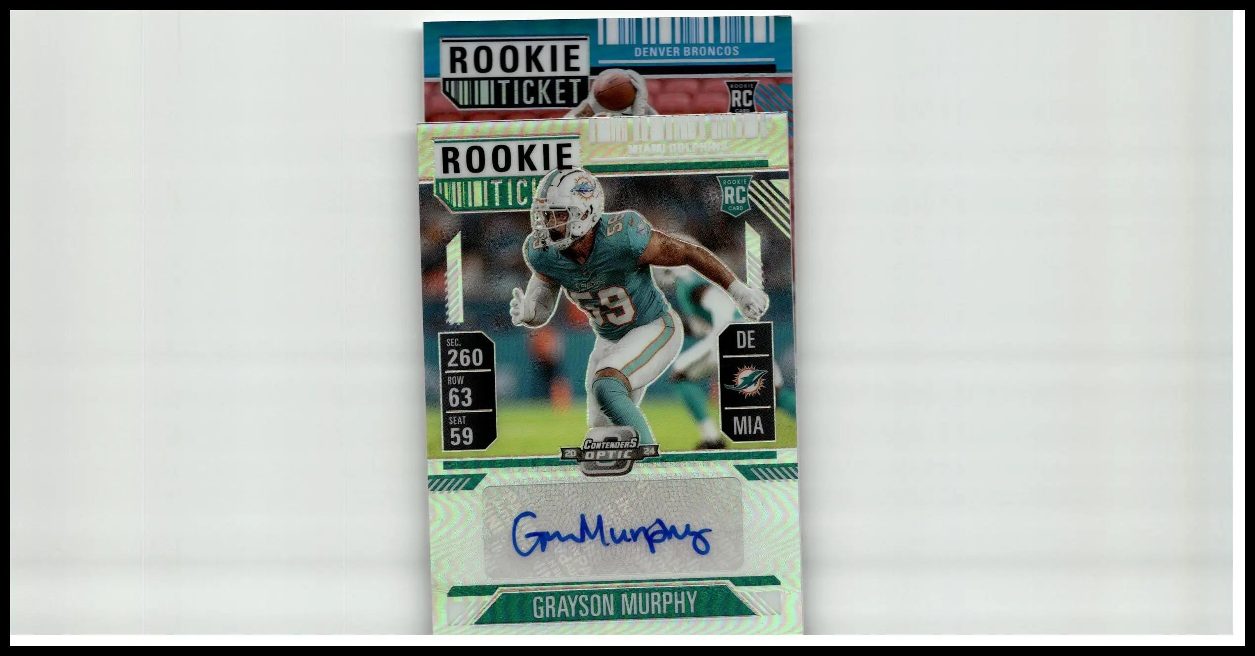 2024 panini contenders optic troy franklin blue rookie card featuring teal and white miami dolphins player autograph