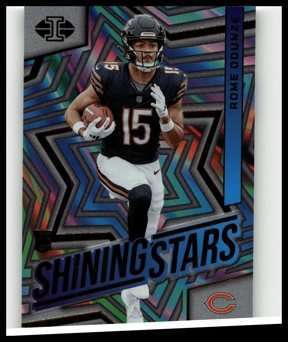 2024 Panini illusions #10 rome odunze shining stars football card featuring odunze in black bears jersey holding ball