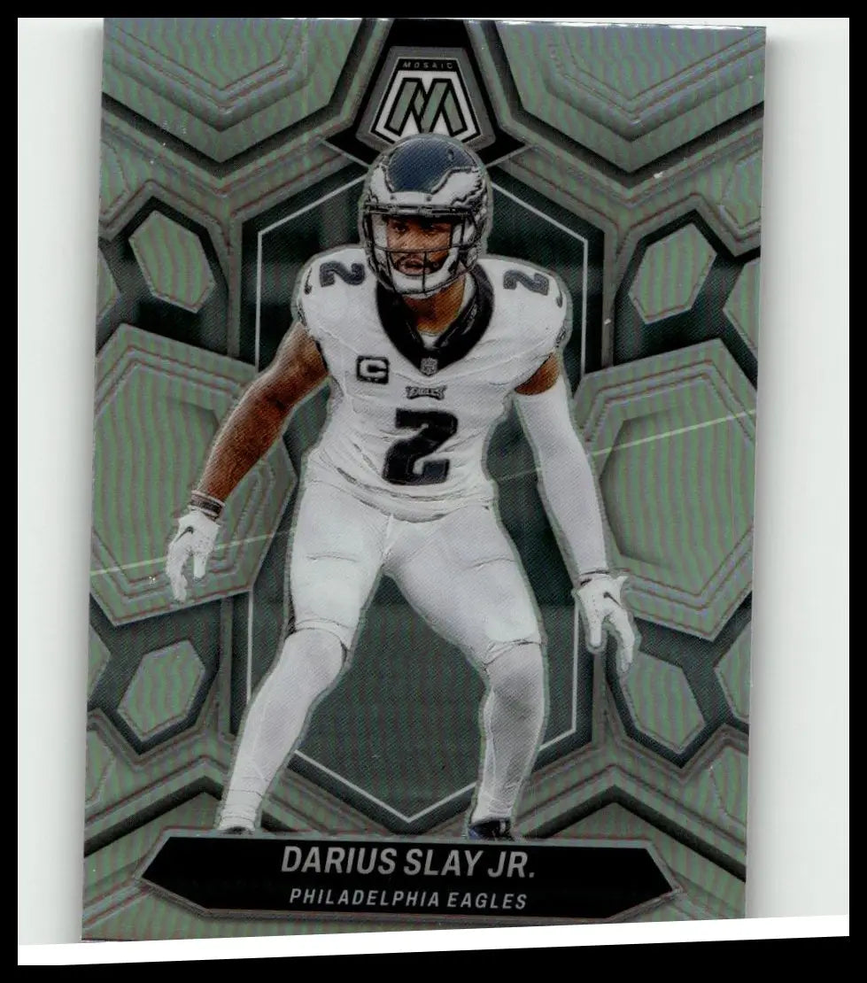 2024 panini mosaic #182 darius slay jr action figure featuring philadelphia eagles player in vibrant colors