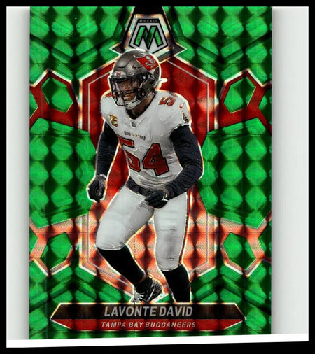 2024 panini mosaic #209 lavonte david mosaic green card featuring lavonte david in white jersey and silver helmet