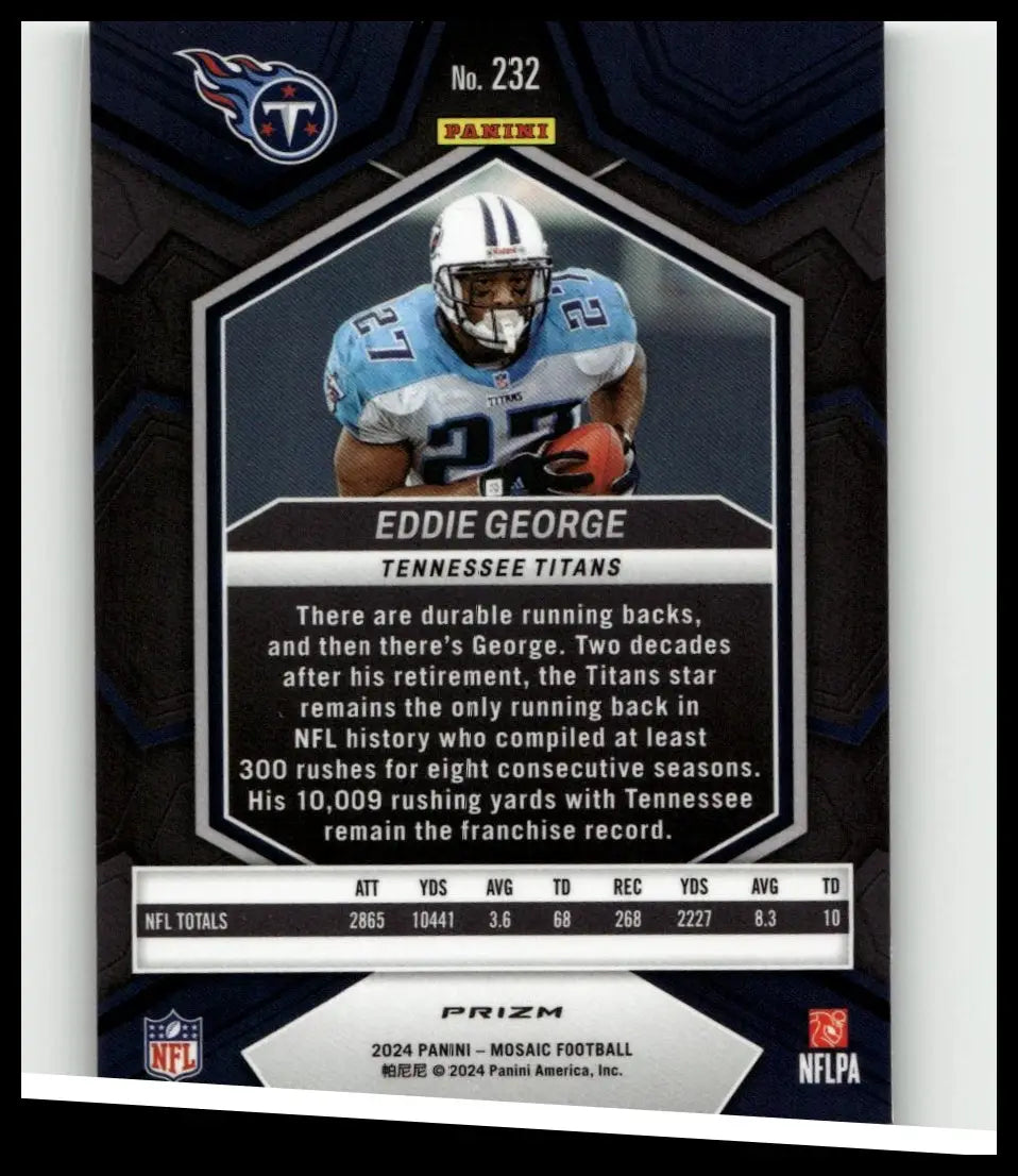 2024 panini mosaic #232 eddie george football card with george mosaic green hexagonal design and player stats