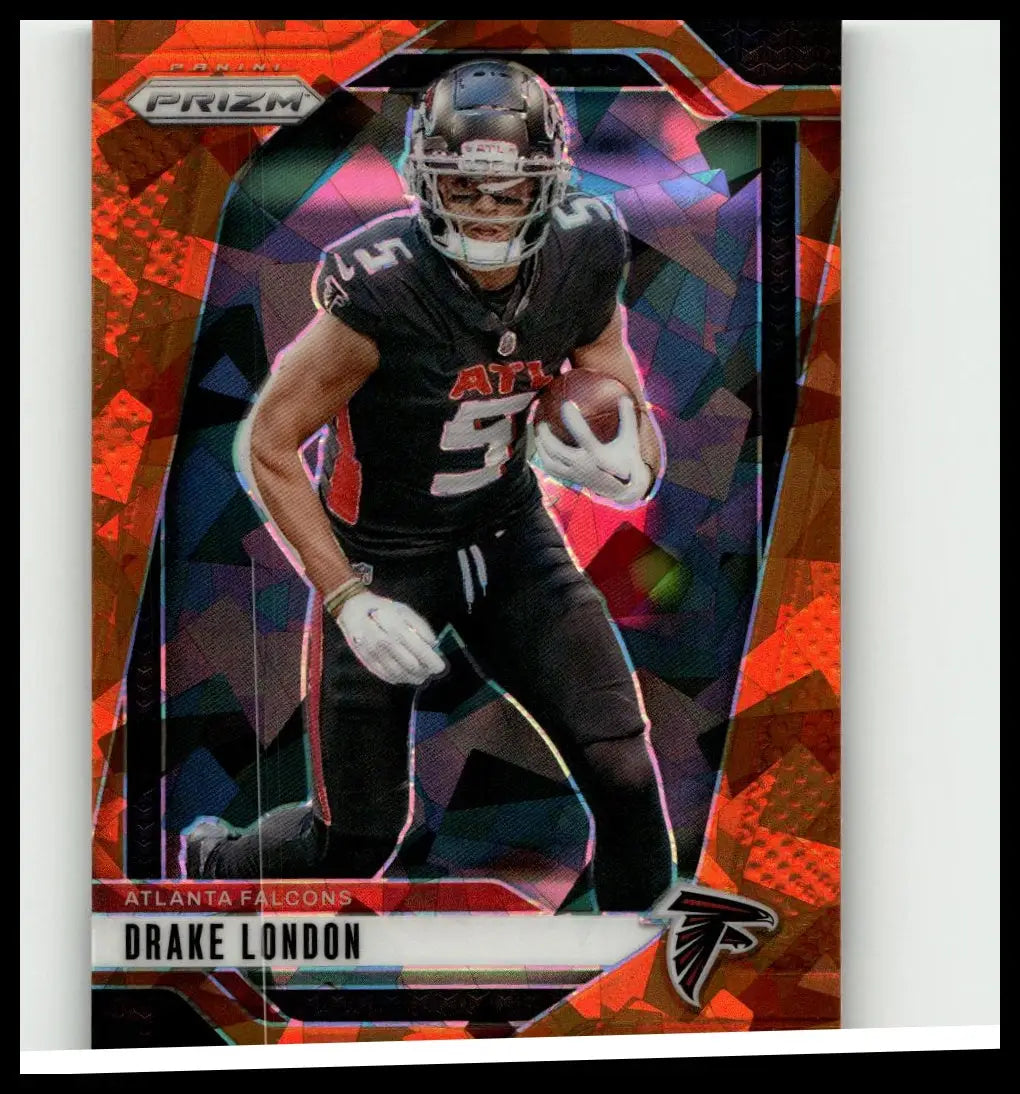 2024 panini prizm #12 drake london orange ice trading card with vibrant multi-colored geometric design