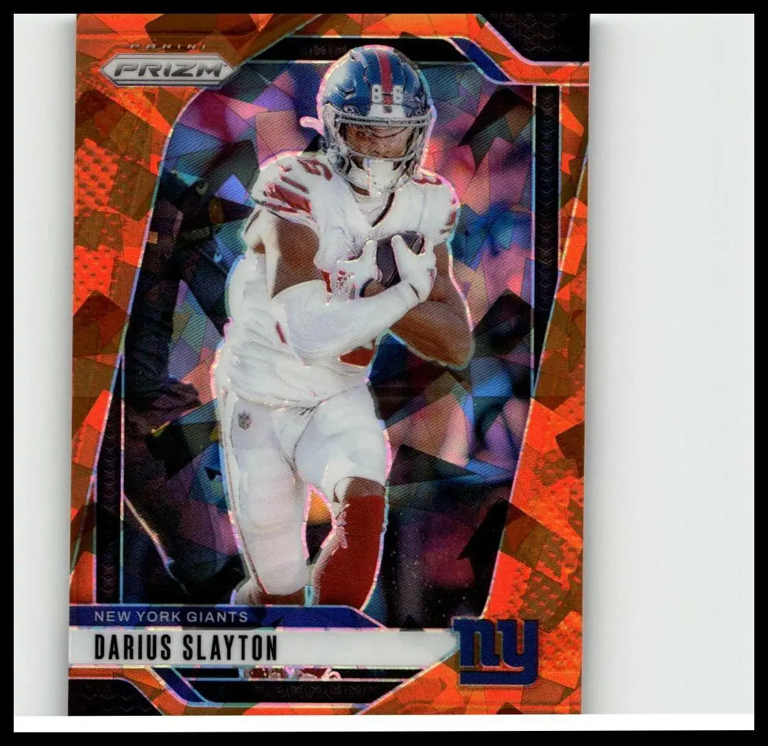 2024 Panini Prizm orange and purple trading card featuring darius slayton in new york giants uniform slayton orange ice