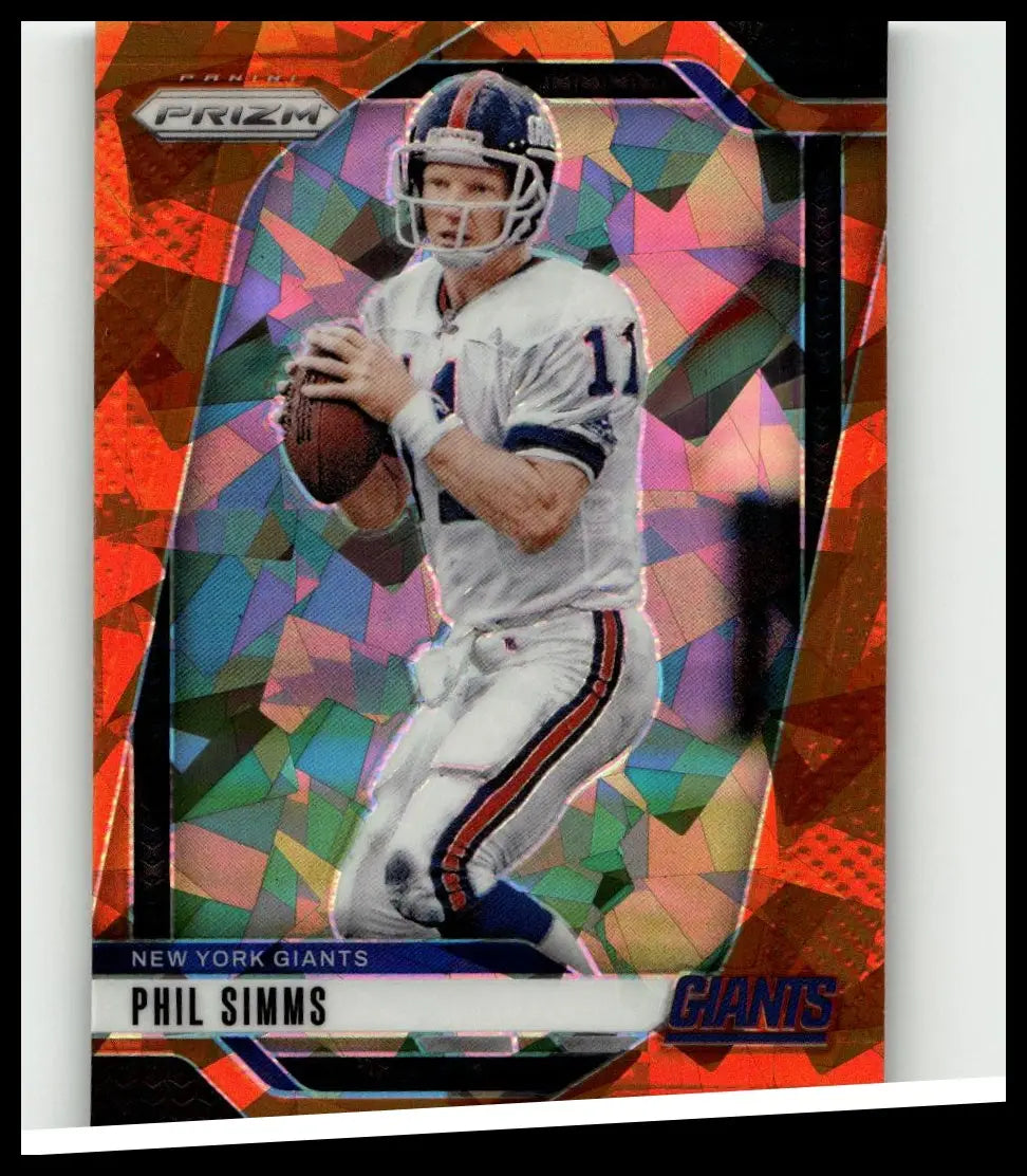 2024 panini prizm #218 phil simms orange ice football trading card featuring phil simms in giants uniform