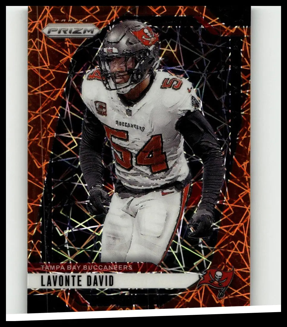 2024 panini prizm #272 lavonte david orange ice football trading card with orange and black geometric background