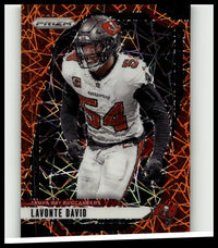 2024 panini prizm #272 lavonte david orange ice football trading card with orange and black geometric background