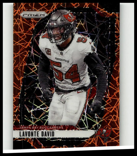 2024 panini prizm #272 lavonte david orange ice football trading card with orange and black geometric background