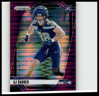 A vibrant purple pulsar panini prizm rookie card of aj barner in seattle seahawks uniform 2024 #304