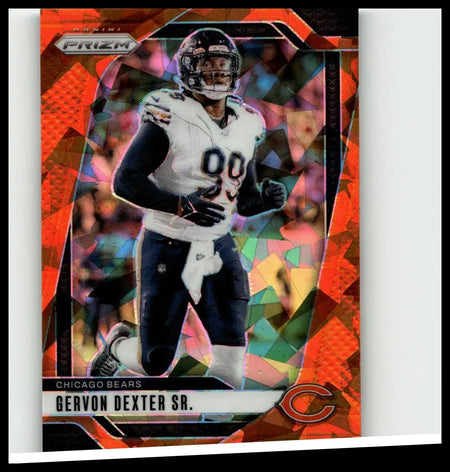 2024 panini prizm orange ice football card featuring chicago bears player gervon dexter sr. number 54