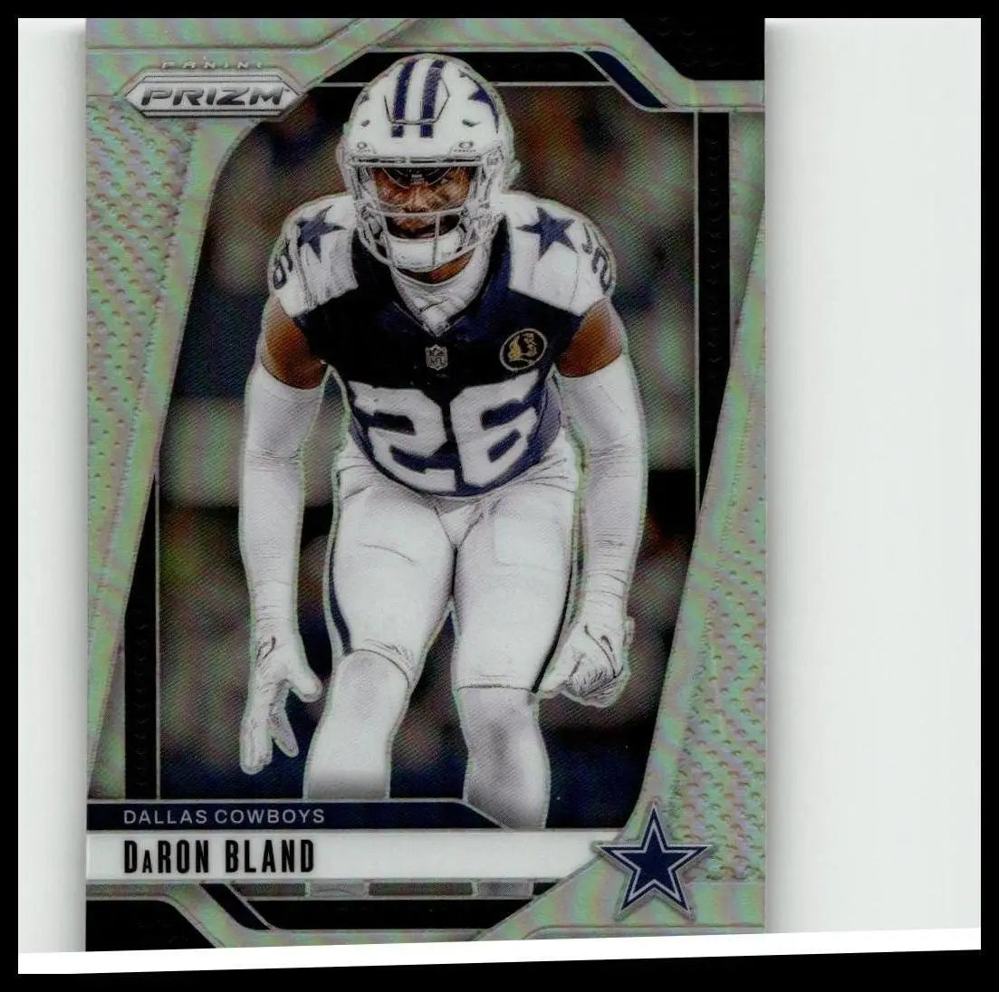2024 panini prizm #78 daron bland silver football card featuring glossy holographic border and number 26 jersey