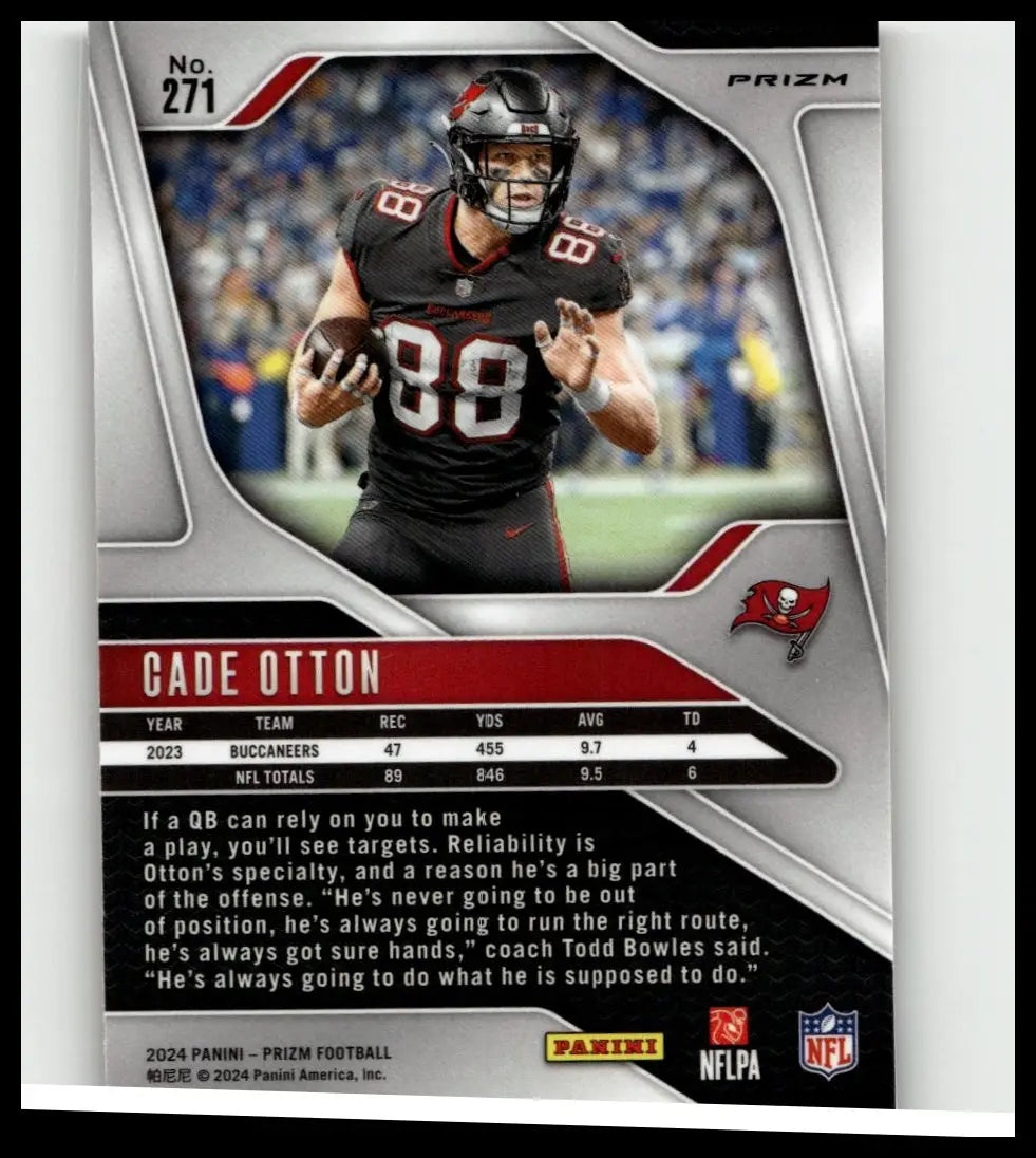Black and red tampa bay buccaneers cade otton football trading card 2024 panini prizm orange ice #271 action figures