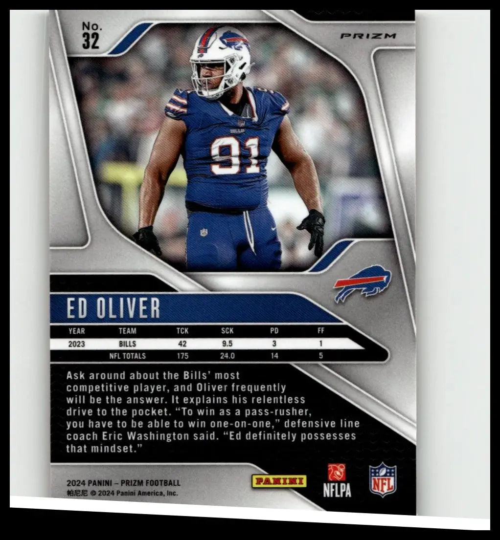 Blue and white buffalo bills football jersey number 91 with logo, featured in 2024 panini prizm orange ice toys and games