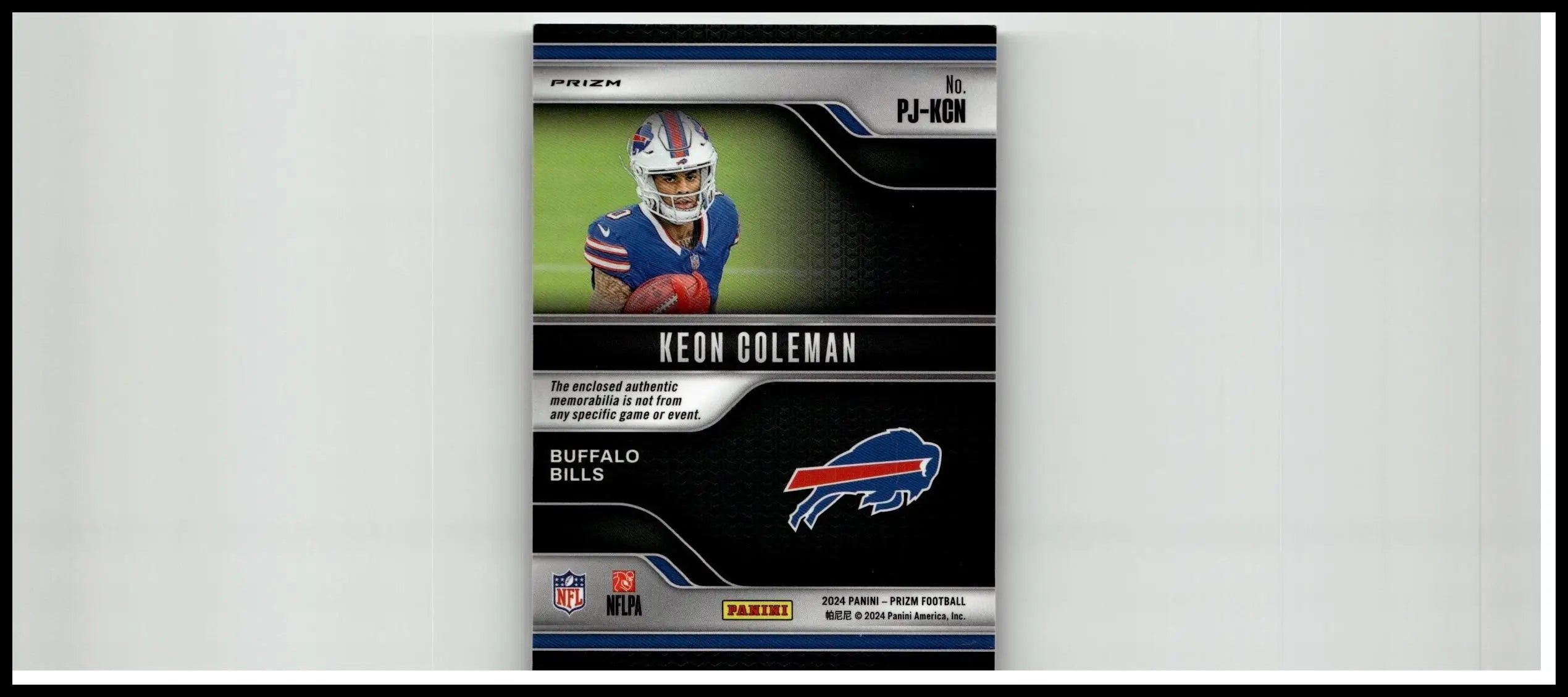 Blue and black buffalo bills keon coleman premier trading card from 2024 panini prizm coleman premier jerseys series