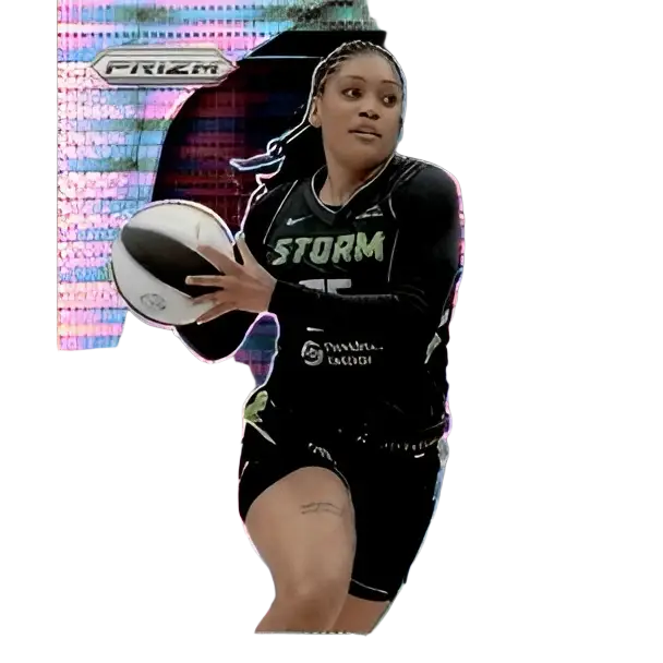 Seattle storm basketball player victoria vivians in a black uniform holding a white ball on 2024 panini prizm wnba card