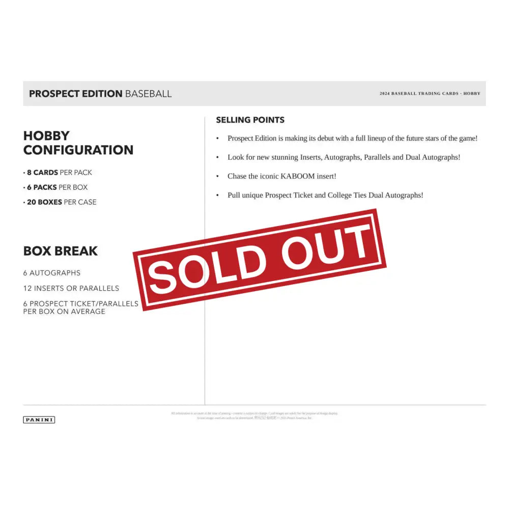 Baseball card product details.