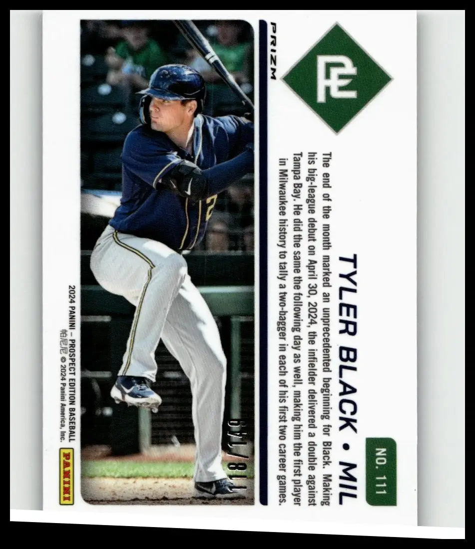 2024 panini prospect edition #111 tyler black blue signatures holo milwaukee brewers baseball card numbered to 149