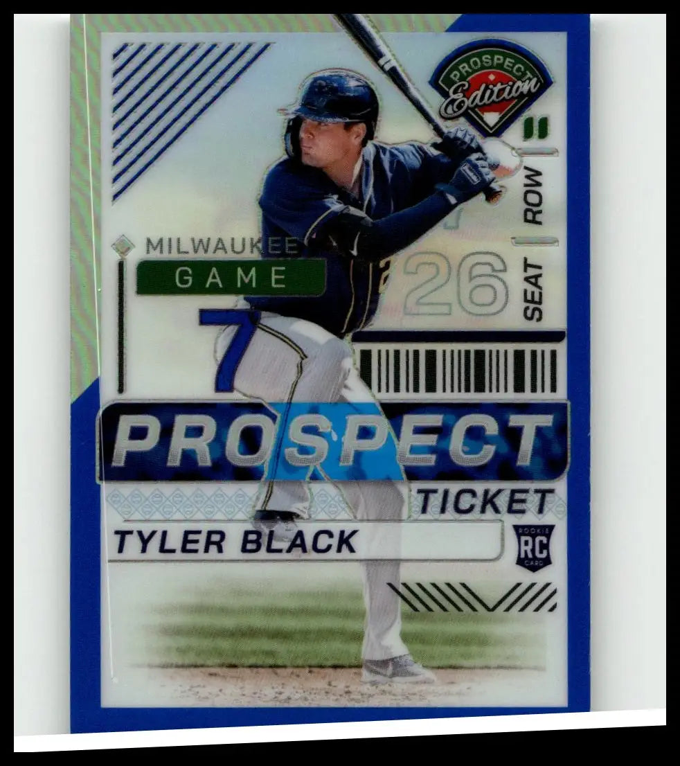 Blue and white baseball trading card featuring tyler black in milwaukee brewers uniform from 2024 panini prospect edition