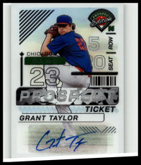 2024 panini prospect edition #56 grant taylor silver signatures baseball card featuring grant taylor in blue jersey and cap