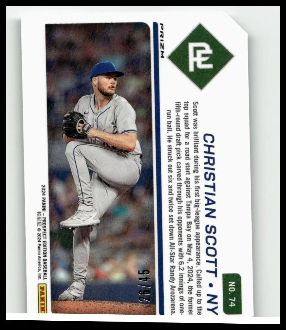 Christian scott holo card number 74 from 2024 panini prospect edition featuring a reflective design