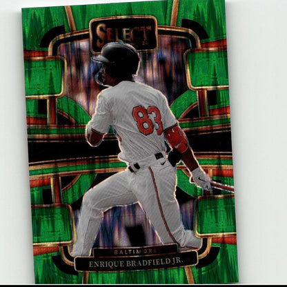 Green and black holographic baseball trading card featuring enriquе bradfield jr.