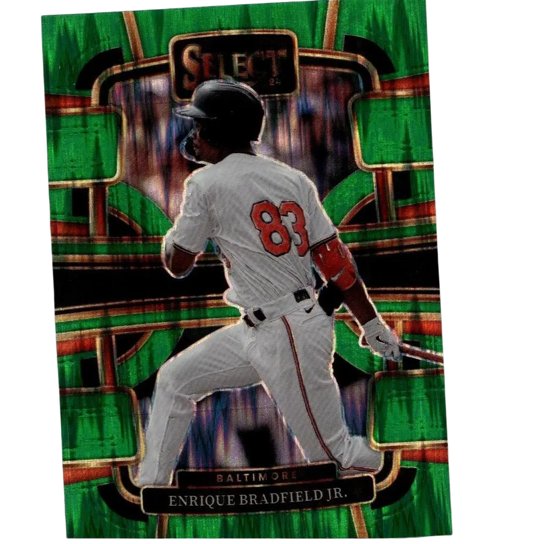 Green and black holographic baseball trading card featuring enriquе bradfield jr.