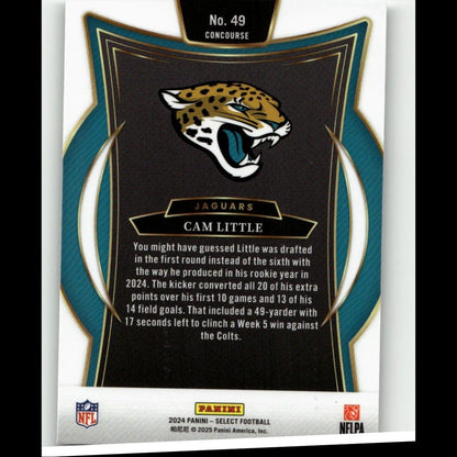 Black and teal jacksonville jaguars football trading card featuring the team’s roaring jaguar logo.