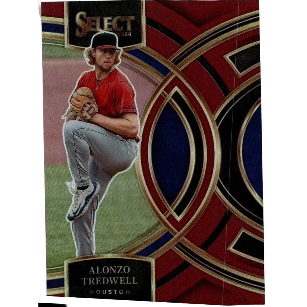 Red and gold panini select baseball trading card featuring alonzo tredwell maroon in red jersey and black cap numbered 149