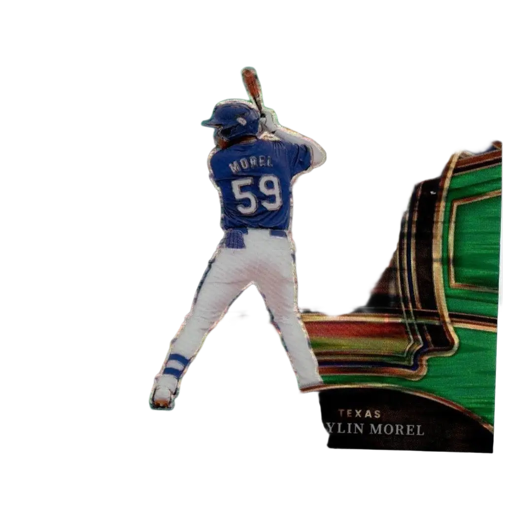 Blue and white baseball jersey with the name ’morel’ and number 59 on the back, worn by braylin morel.