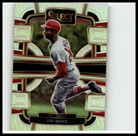 2024 panini select baseball card #85 featuring lou brock in gray and red lou brock silver prizms design