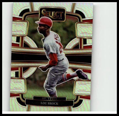 2024 panini select baseball card #85 featuring lou brock in gray and red lou brock silver prizms design