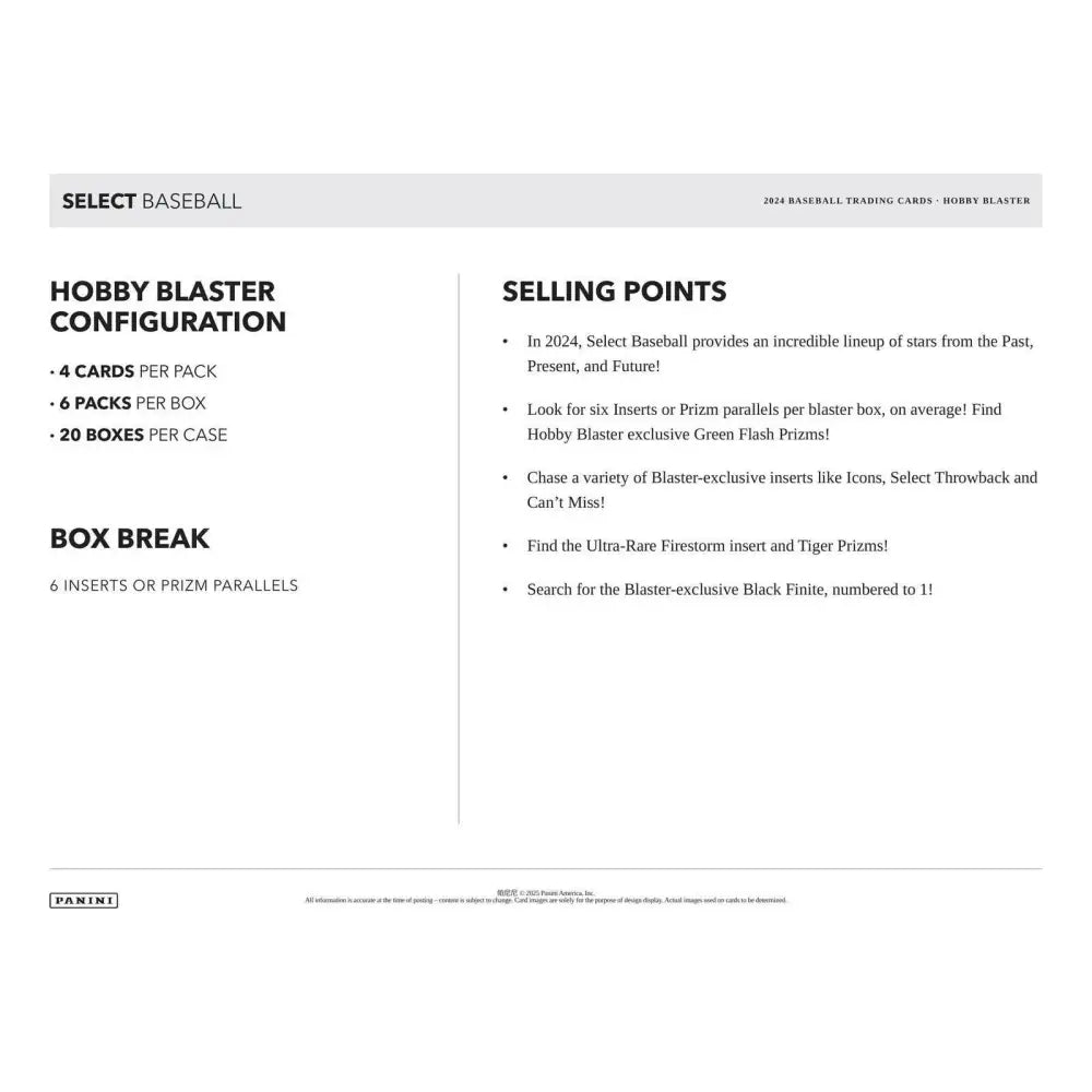 Baseball card product details.