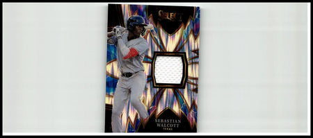 Black and silver holographic 2024 panini select sebastian walcott sparks baseball card with authentic jersey patch
