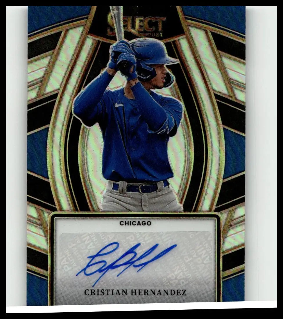 Blue baseball jersey with white nike swoosh worn by cristian hernandez in chicago uniform for hernandez signature selections