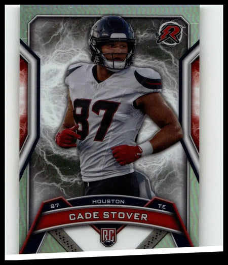 This 2024 topps resurgence #136 football trading card features cade stover in his houston texans uniform number 87 te designation