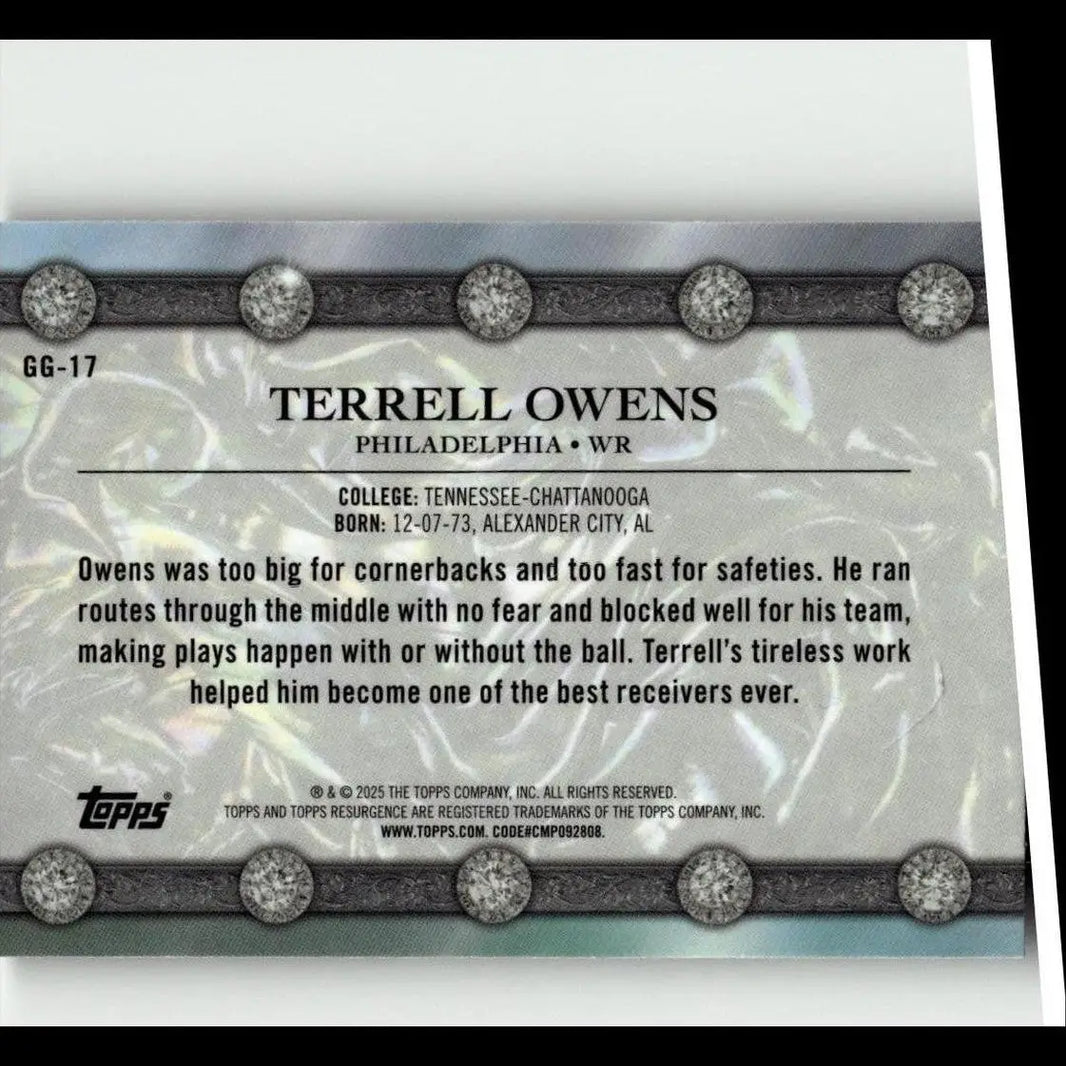 Back of 2024 topps resurgence voltaic jermaine burton baseball card with silver and black ornate gemstone border