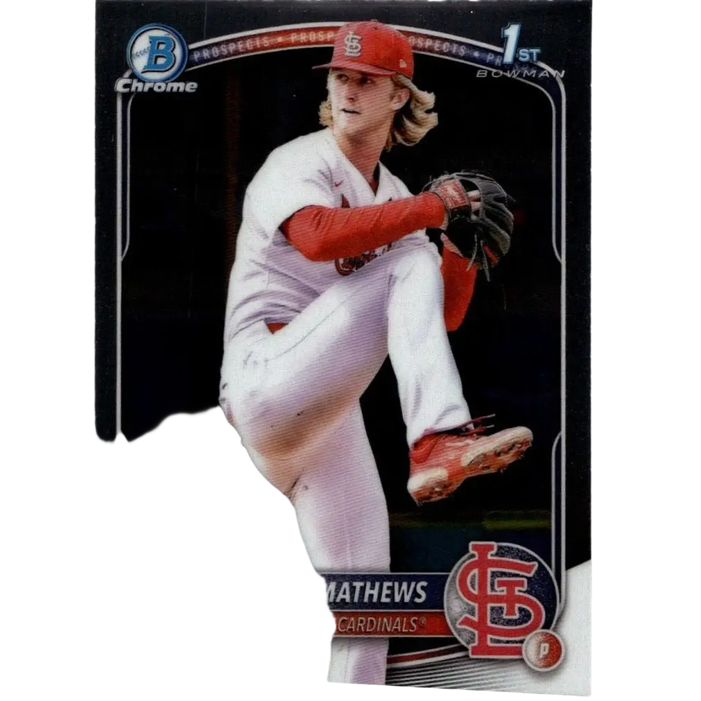 2019 bowman chrome baseball trading card featuring quinn mathews in his st uniform from mathews chrome prospects