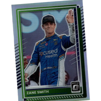 Blue and white racing suit with focused health branding worn by zane smith in 2025 donruss action toy figure